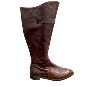 Davos Gomma Italian Leather Leather Zip Up Riding Boots in Chocolate Brown Sz 10